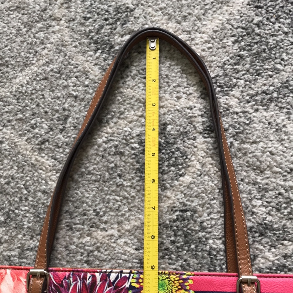 Nine West floral & stripe faux leather multi color summer tote bag - Picture 10 of 15